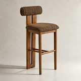 Vintage French Style High Bar Chair, Ash Wood Kitchen Island Stool