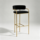 Upholstered Bar Stool with Gold Metal Frame - Velvet or Leather High Chair