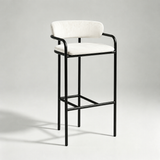 Upholstered Bar Stool with Gold Metal Frame - Velvet or Leather High Chair