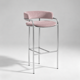 Upholstered Bar Stool with Gold Metal Frame - Velvet or Leather High Chair