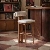 Vintage French Style High Bar Chair, Ash Wood Kitchen Island Stool