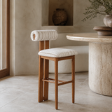 Vintage French Style High Bar Chair, Ash Wood Kitchen Island Stool