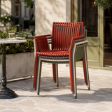 Stackable Outdoor Dining Armchair - Slatted Design for Cafe & Patio