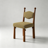 Solid Ash Wood Dining Chair - Mid-Century Upholstered Seat