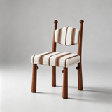 Solid Ash Wood Dining Chair - Mid-Century Upholstered Seat
