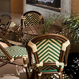 French Rattan Outdoor Chair | Weatherproof Wicker Cafe & Patio Bistro Chair