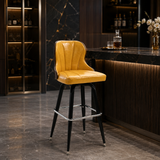 Swivel Bar Stool – Oil-Wax Leather, Metal Frame & Solid Wood Panels
