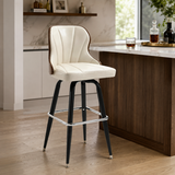 Swivel Bar Stool – Oil-Wax Leather, Metal Frame & Solid Wood Panels