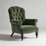 Vintage Tufted High-Back Accent Armchair with Solid Wood Legs