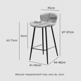 Modern Leather Upholstered Bar Stool with Carbon Steel Frame | Ergonomic High Stool in Crazy Horse or Saddle Leather