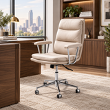 Ergonomic Swivel Office Chair | Memory Foam, 360° Rotation, 135° Recline – Faux Leather