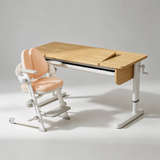 Escritorio de estudio ajustable para niños con estantería – Acabado en madera natural