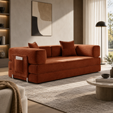 Modular Corduroy Floor Sofa Bed with Side Pockets – 32D Compression Sponge, Foldable