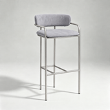 Upholstered Bar Stool with Gold Metal Frame - Velvet or Leather High Chair