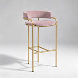 Upholstered Bar Stool with Gold Metal Frame - Velvet or Leather High Chair