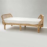 Divano Letto in Rattan Intrecciato Stile Nordico con Cuscino (Diverse Misure)