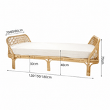 Divano Letto in Rattan Intrecciato Stile Nordico con Cuscino (Diverse Misure)