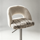 Italian Minimalist Upholstered Bar Stool, Adjustable Swivel Stainless Steel Island Chair