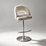 Italian Minimalist Upholstered Bar Stool, Adjustable Swivel Stainless Steel Island Chair