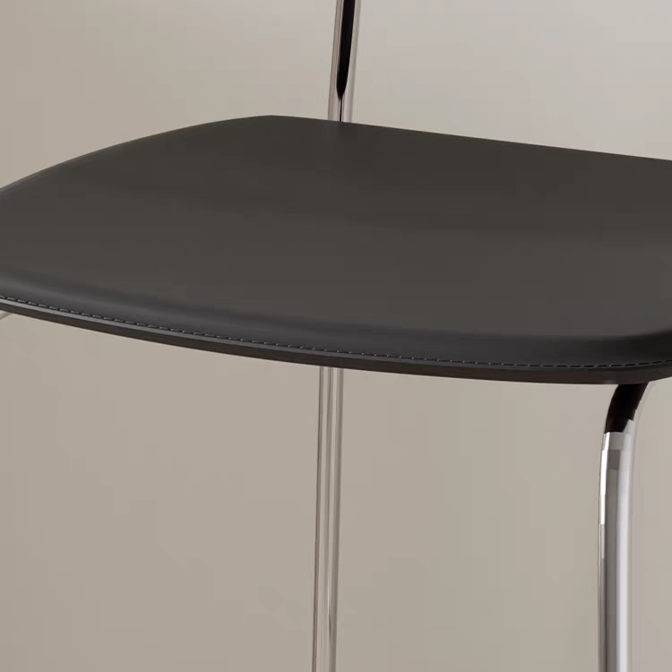 Modern Saddle Leather Bar Stool with Chrome Frame
