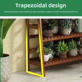 Large Wooden Multi-Tier Plant Stand with Hanging Bar – Indoor & Outdoor Trapezoid Flower Shelf for Balcony, Garden, or Living Room