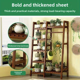 Large Wooden Multi-Tier Plant Stand with Hanging Bar – Indoor & Outdoor Trapezoid Flower Shelf for Balcony, Garden, or Living Room