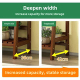 Large Wooden Multi-Tier Plant Stand with Hanging Bar – Indoor & Outdoor Trapezoid Flower Shelf for Balcony, Garden, or Living Room