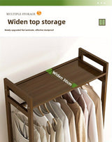 Freestanding Wooden Wardrobe Organizer – Double Hanging Closet Rack with Shelves for Clothes, Shoes & Accessories