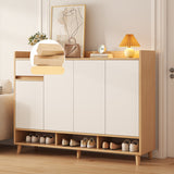 Modern Nordic Shoe Cabinet with Drawer and Open Storage – 3-Door Entryway Shoe Organizer with Elevated Legs