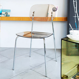 Modern Acrylic Dining Chair with Chrome Legs – Transparent Minimalist Dining or Café Chair