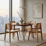 Rattan & Solid Wood Dining Chair - Natural / Walnut / Black