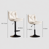 Dimension chart comparing tall and low ivory stools; tall version shows a 60–80 cm seat height.