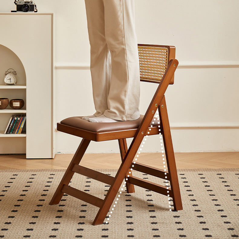 Wooden Folding Dining Chairs with Padded Seat, SOLID WOOD & RATTAN DINING CHAIR