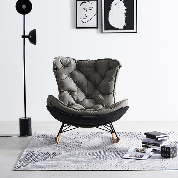 Italian Design Reclining Rocking Chair with Tech Fabric and Carbon Steel Frame