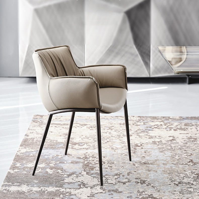 Luxurious Leather Armchair with Sleek Metal Legs - Perfect for Modern Living Spaces