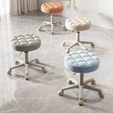 Adjustable Round Rolling Stool with Tufted Cushion for Beauty and Salon Use