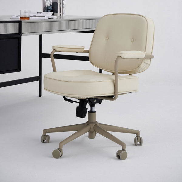 Computer Chair Vintage Genuine Leather Household Adjustable Rotating Office Chair Comfortable Sedentary Lifting Desk Study