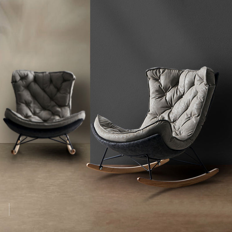 Italian Design Reclining Rocking Chair with Tech Fabric and Carbon Steel Frame