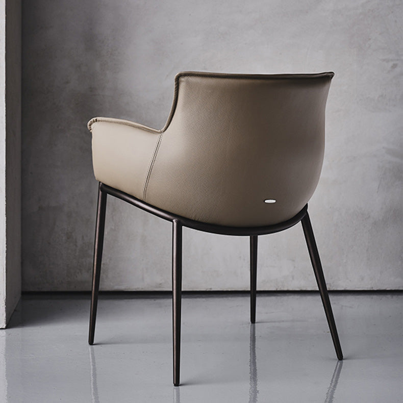 Luxurious Leather Armchair with Sleek Metal Legs - Perfect for Modern Living Spaces