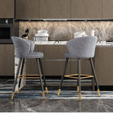 Elegant Velvet Bar Stool with Gold Accents and Modern Design