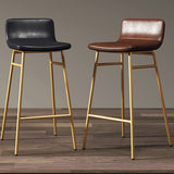 Modern Leather Bar Stool with Gold Metal Legs for Luxurious Interiors