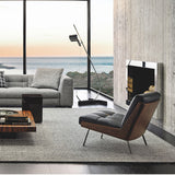 Modern Tufted Leather Lounge Chair with Walnut Frame - The Ultimate in Comfort and Style