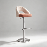 Italian Minimalist Upholstered Bar Stool, Adjustable Swivel Stainless Steel Island Chair