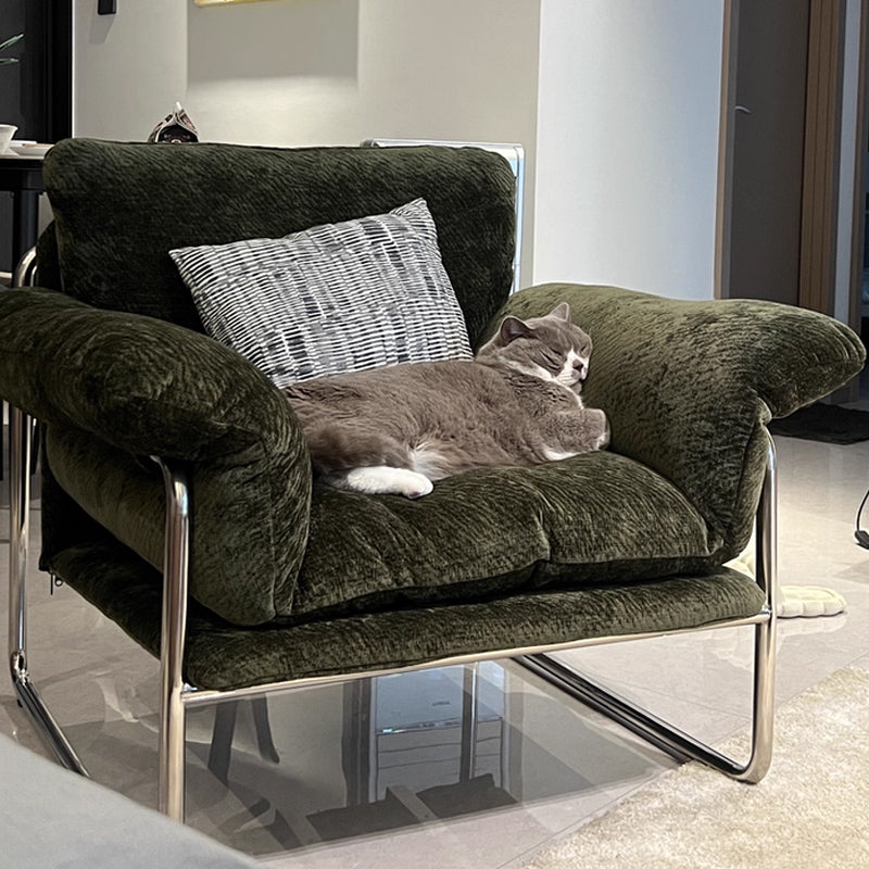 Modern Retro Lounge Armchair with Chrome Frame