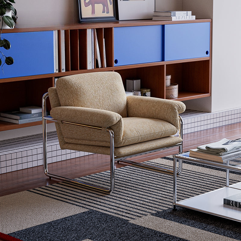 Modern Retro Lounge Armchair with Chrome Frame