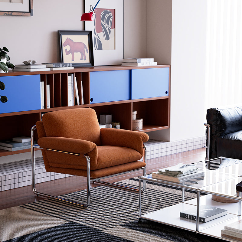 Modern Retro Lounge Armchair with Chrome Frame