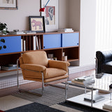 Modern Retro Lounge Armchair with Chrome Frame