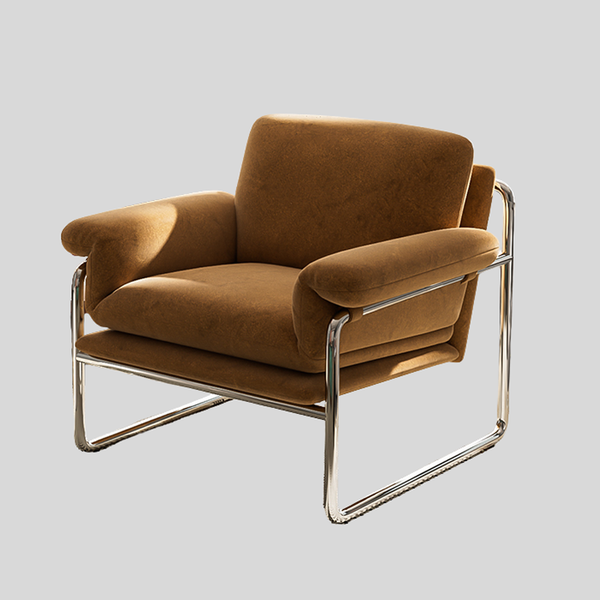 Modern Retro Lounge Armchair with Chrome Frame
