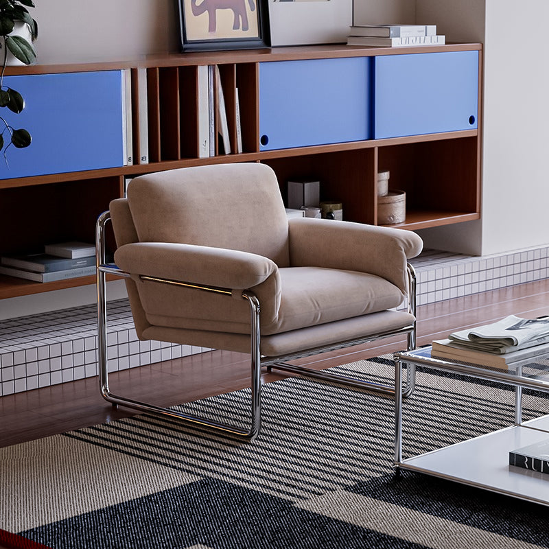 Modern Retro Lounge Armchair with Chrome Frame