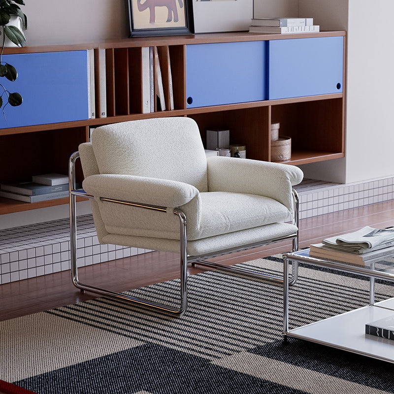 Modern Retro Lounge Armchair with Chrome Frame